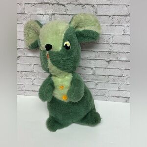 RUSHTON Atlanta Ga GREEN MOUSE Stuffed Animal Plush Vintage 1970s RARE READ